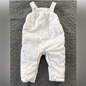 Jacadi White Overalls with Red Heart Pattern